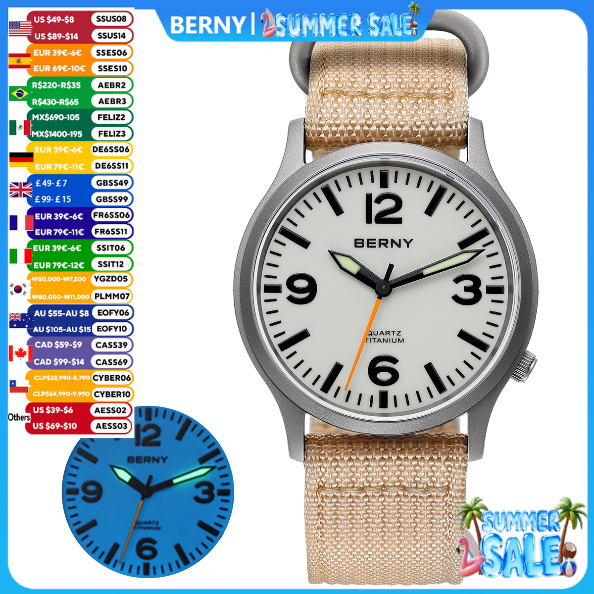 Outdoor Sport Field - BERNY Titanium Watches for Men Sapphire