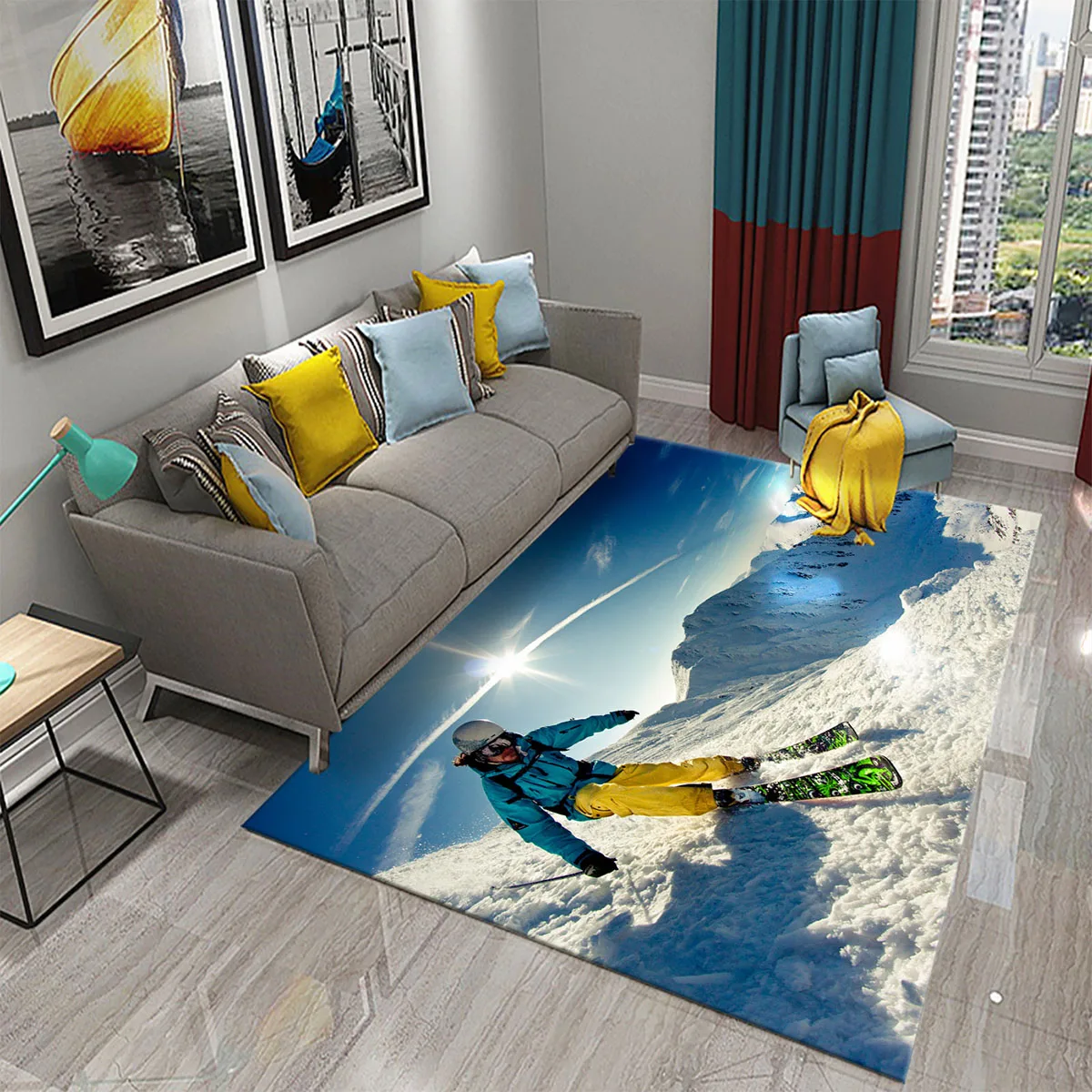 Ski Snow Mountain Theme Carpet - Outdoor Sport Flooring recensie en prijs